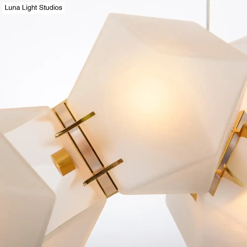 Modern led geometric white glass pendant – dining room light