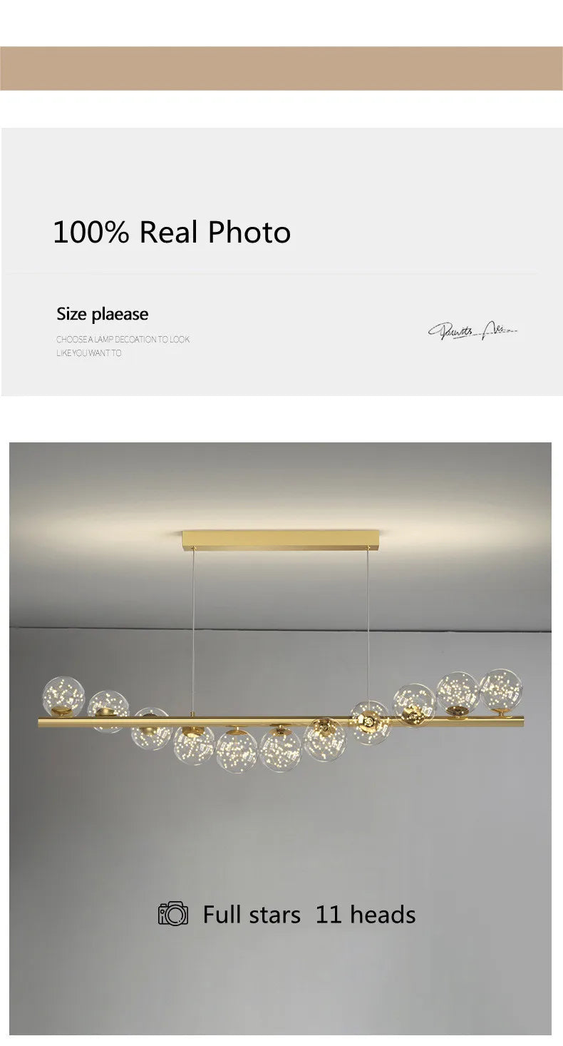 DecorBites™ Modern LED Glass Chandelier for Dining Room