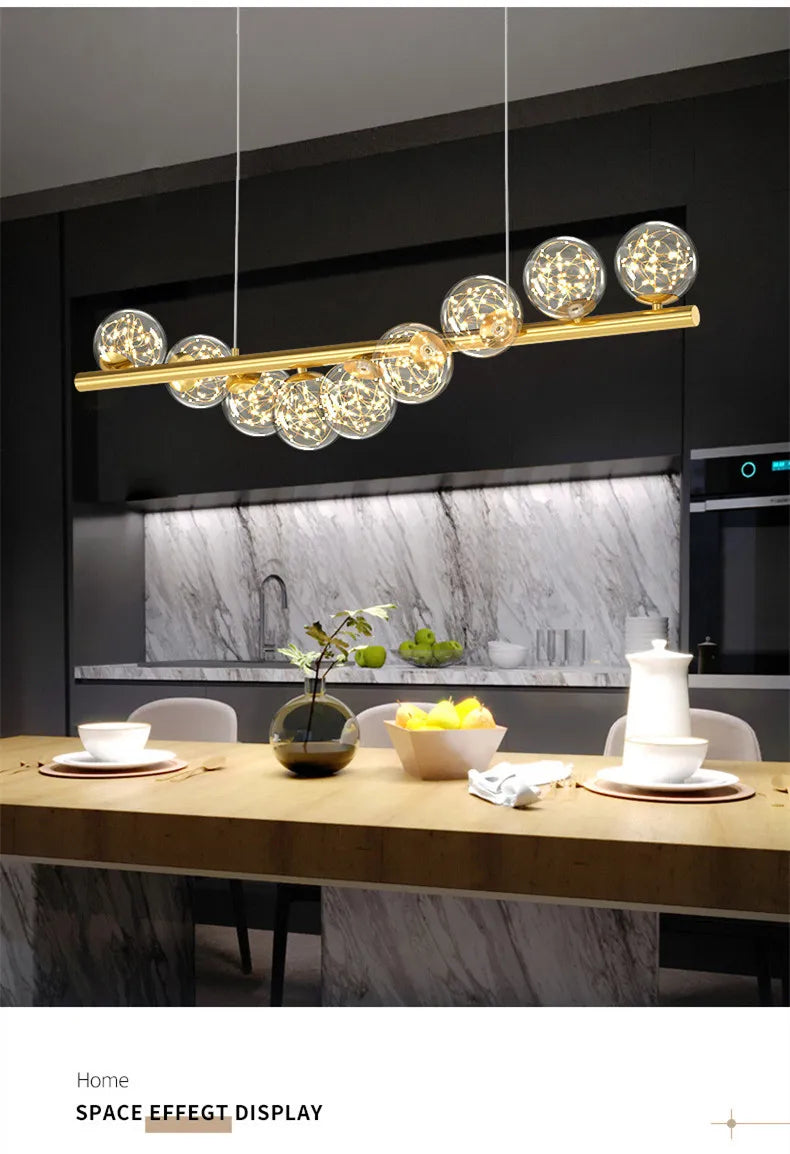DecorBites™ Modern LED Glass Chandelier for Dining Room