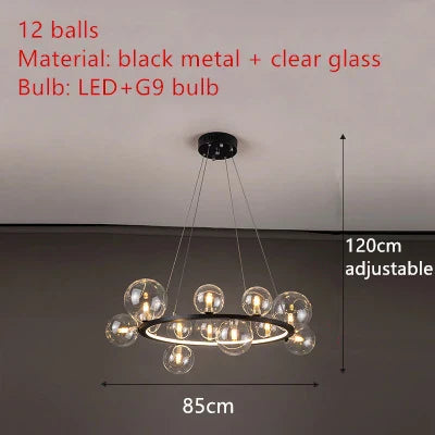 DecorBites™ Modern LED Glass Chandelier with Adjustable Cord