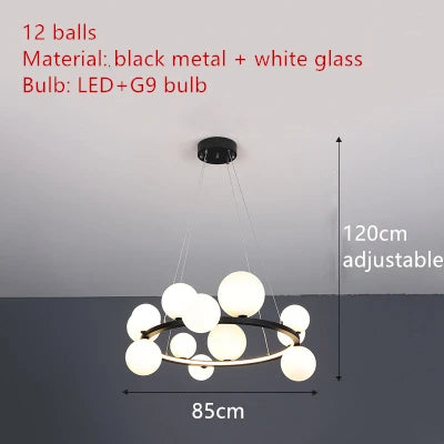 DecorBites™ Modern LED Glass Chandelier with Adjustable Cord