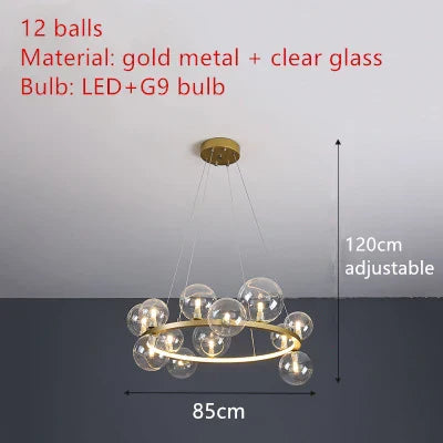 DecorBites™ Modern LED Glass Chandelier with Adjustable Cord