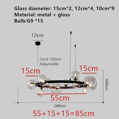 DecorBites™ Modern LED Glass Chandelier with Adjustable Cord