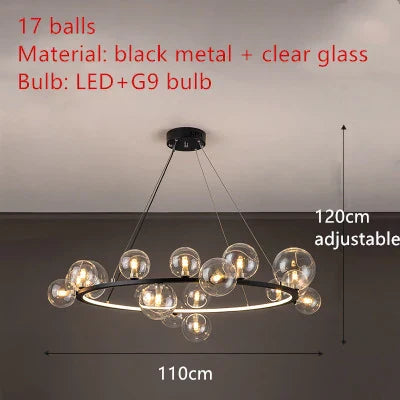 DecorBites™ Modern LED Glass Chandelier with Adjustable Cord