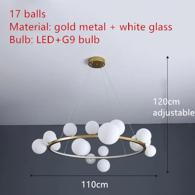 DecorBites™ Modern LED Glass Chandelier with Adjustable Cord