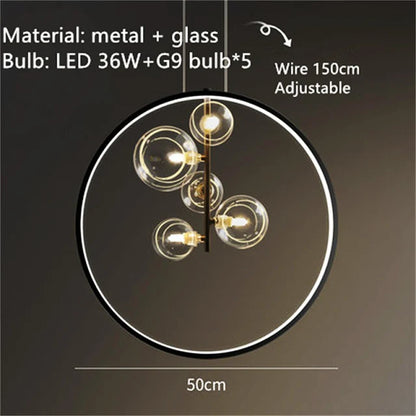 DecorBites™ Modern LED Glass Chandelier with Adjustable Cord