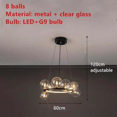 DecorBites™ Modern LED Glass Chandelier with Adjustable Cord