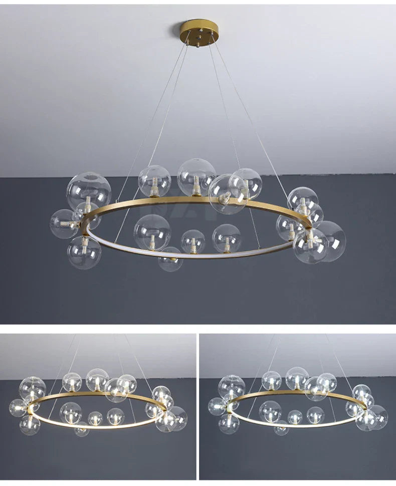 DecorBites™ Modern LED Glass Chandelier with Adjustable Cord