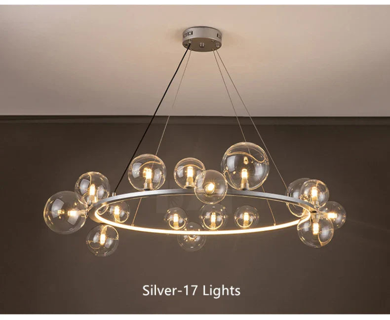 DecorBites™ Modern LED Glass Chandelier with Adjustable Cord