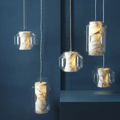 Modern led glass marble pendant light for dining room
