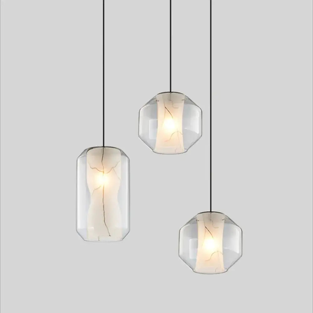 Modern led glass marble pendant light for dining room