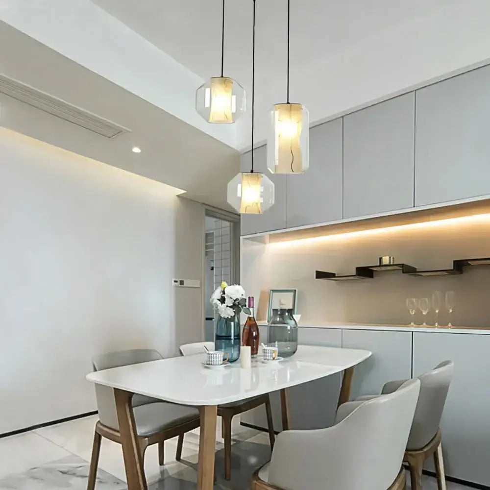 Modern led glass marble pendant light for dining room