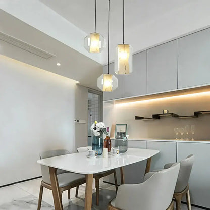 Modern led glass marble pendant light for dining room