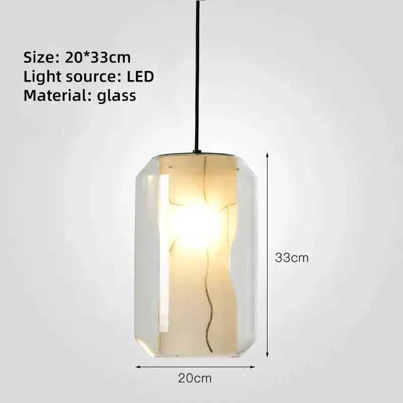 Modern led glass marble pendant light for dining room