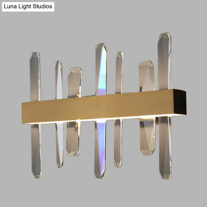 DecorBites™ Modern LED Gold Wall Sconce with Clear Crystal Bar and Stylish Metal Shade