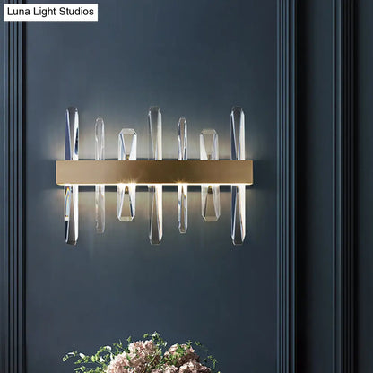 DecorBites™ Modern LED Gold Wall Sconce with Clear Crystal Bar and Stylish Metal Shade