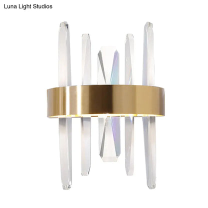 DecorBites™ Modern LED Gold Wall Sconce with Clear Crystal Bar and Stylish Metal Shade