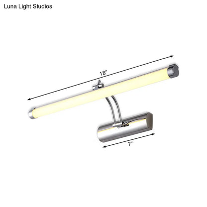 DecorBites™ Modern LED Indoor Vanity Light with Tubular Metallic Shade, Chrome Wall Sconce Lamp in Warm/White Light - 18"/21" Width