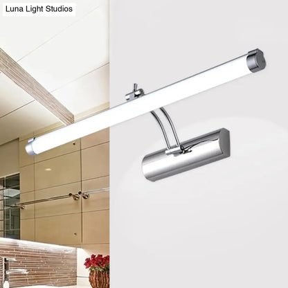 DecorBites™ Modern LED Indoor Vanity Light with Tubular Metallic Shade, Chrome Wall Sconce Lamp in Warm/White Light - 18"/21" Width
