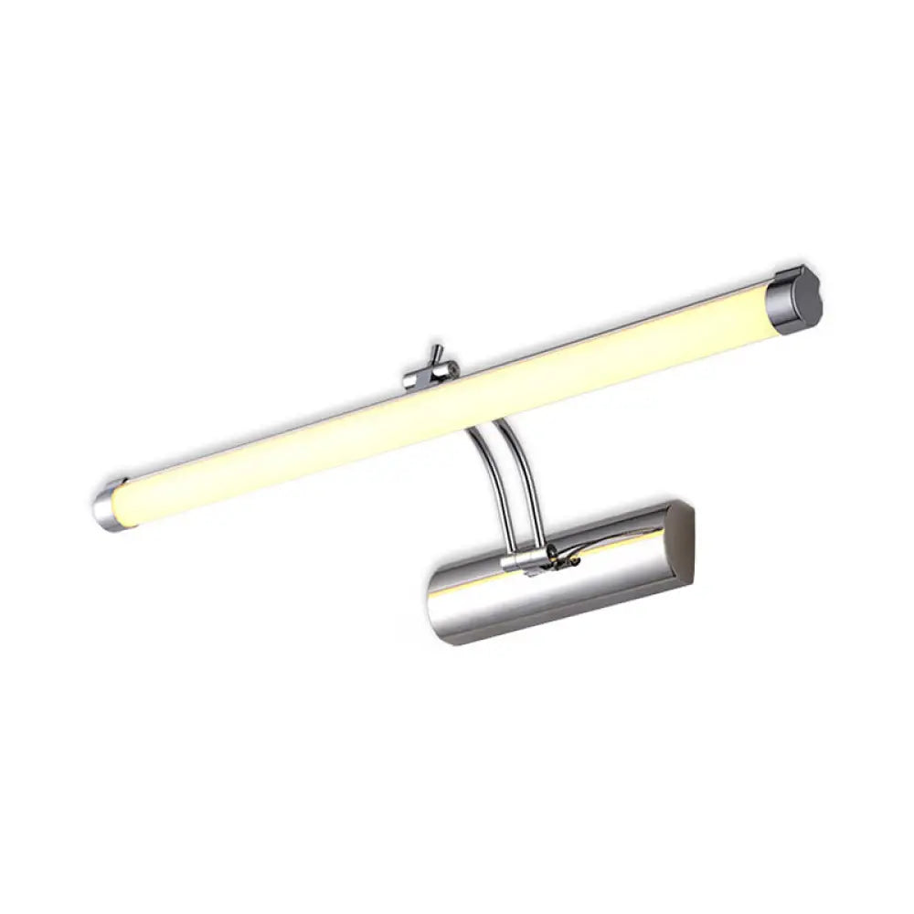 DecorBites™ Modern LED Indoor Vanity Light with Tubular Metallic Shade, Chrome Wall Sconce Lamp in Warm/White Light - 18"/21" Width