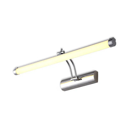 DecorBites™ Modern LED Indoor Vanity Light with Tubular Metallic Shade, Chrome Wall Sconce Lamp in Warm/White Light - 18"/21" Width