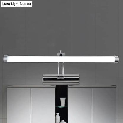 DecorBites™ Modern LED Indoor Vanity Light with Tubular Metallic Shade, Chrome Wall Sconce Lamp in Warm/White Light - 18"/21" Width