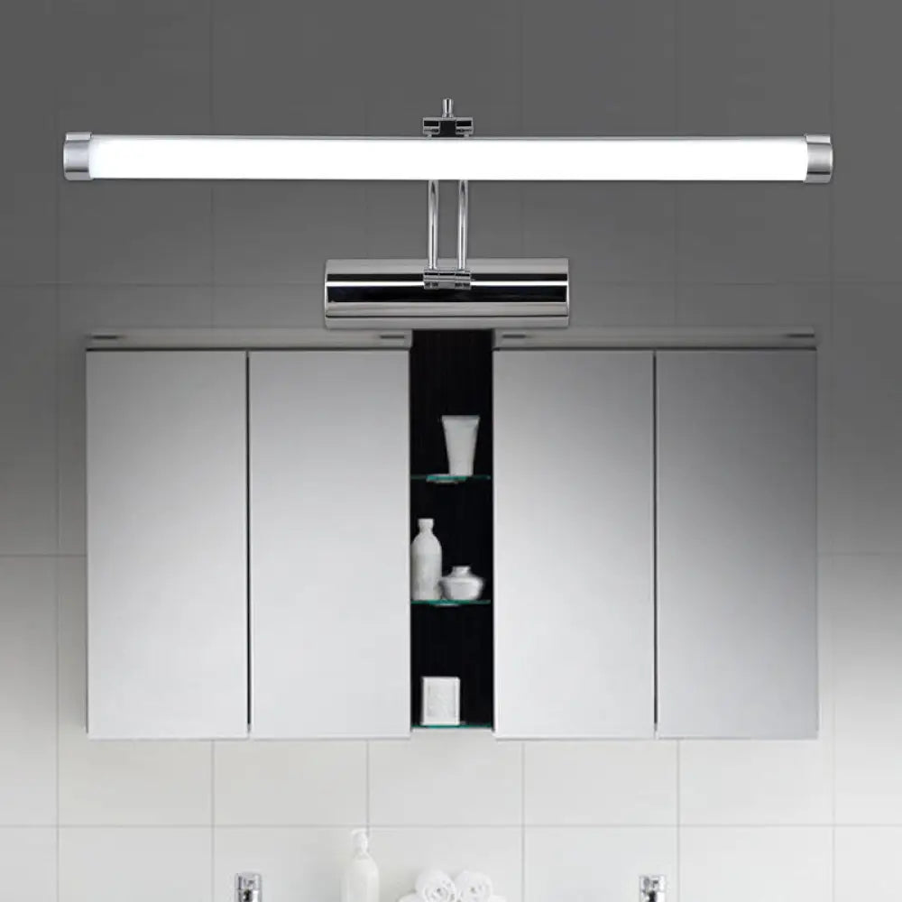 DecorBites™ Modern LED Indoor Vanity Light with Tubular Metallic Shade, Chrome Wall Sconce Lamp in Warm/White Light - 18"/21" Width