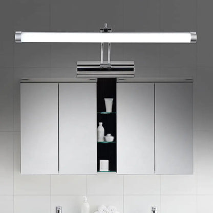 DecorBites™ Modern LED Indoor Vanity Light with Tubular Metallic Shade, Chrome Wall Sconce Lamp in Warm/White Light - 18"/21" Width
