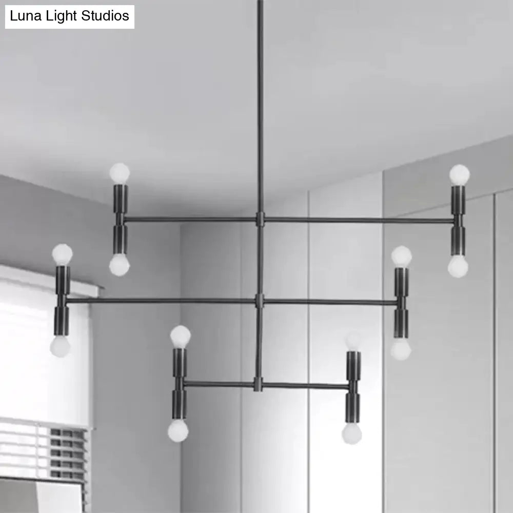 DecorBites™ Modern LED Island Light: Multi-Layer Gold/Black Hanging Pendant with Rotatable Arms - Ideal for Living Room