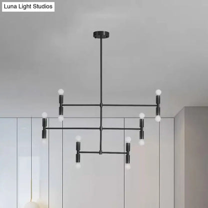 DecorBites™ Modern LED Island Light: Multi-Layer Gold/Black Hanging Pendant with Rotatable Arms - Ideal for Living Room