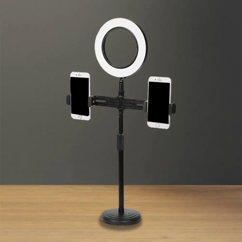 DecorBites™ Modern LED Makeup Lamp with USB Port - Black Metal Circle Shape
