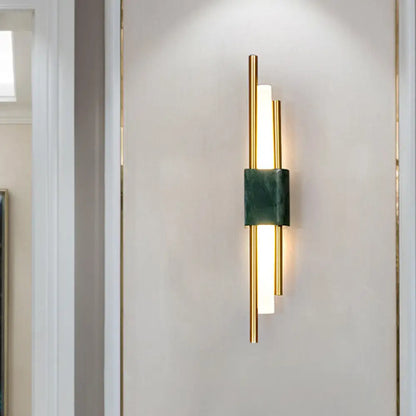 DecorBites™ Modern LED Marble Rectangle Wall Light with Slim Tube Detail in White/Warm Light, White/Green Color Option
