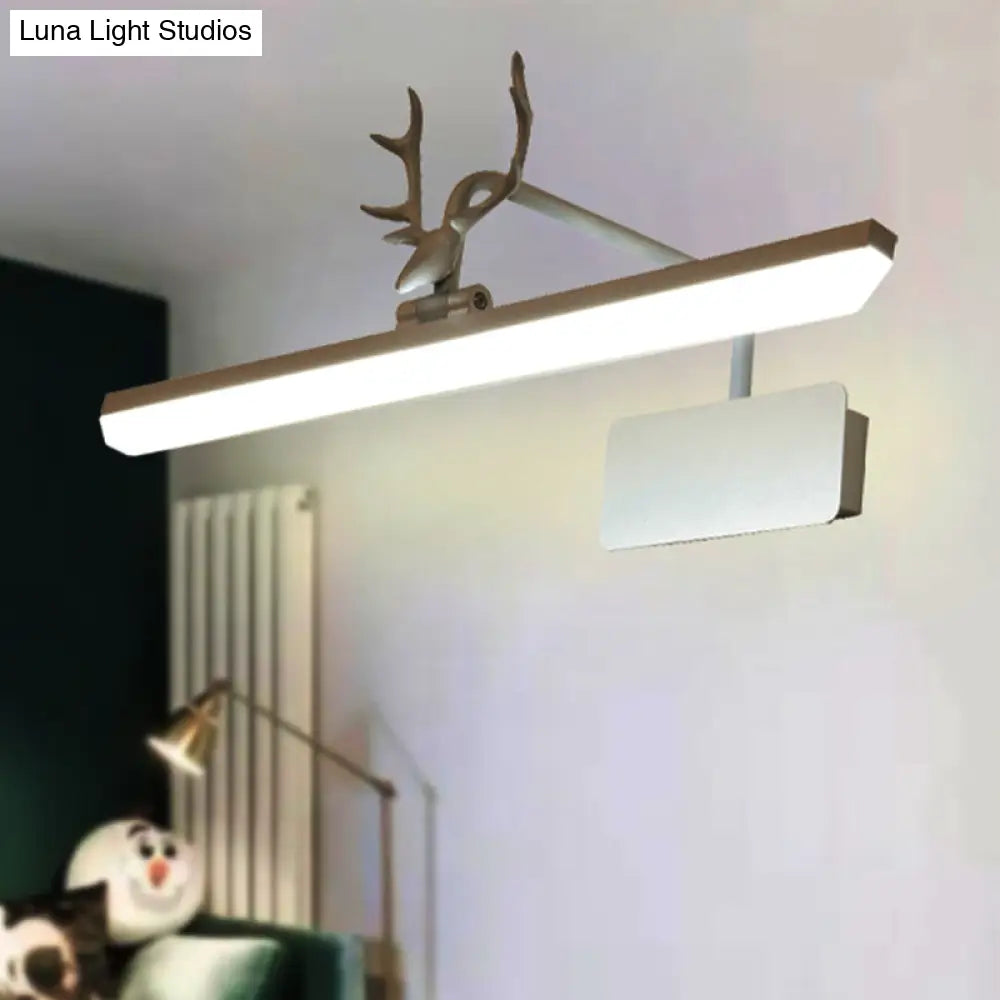 DecorBites™ Modern LED Metal Vanity Wall Lamp with Antlers Arm in White/Natural Light - 17"/20.5"/28" Wide