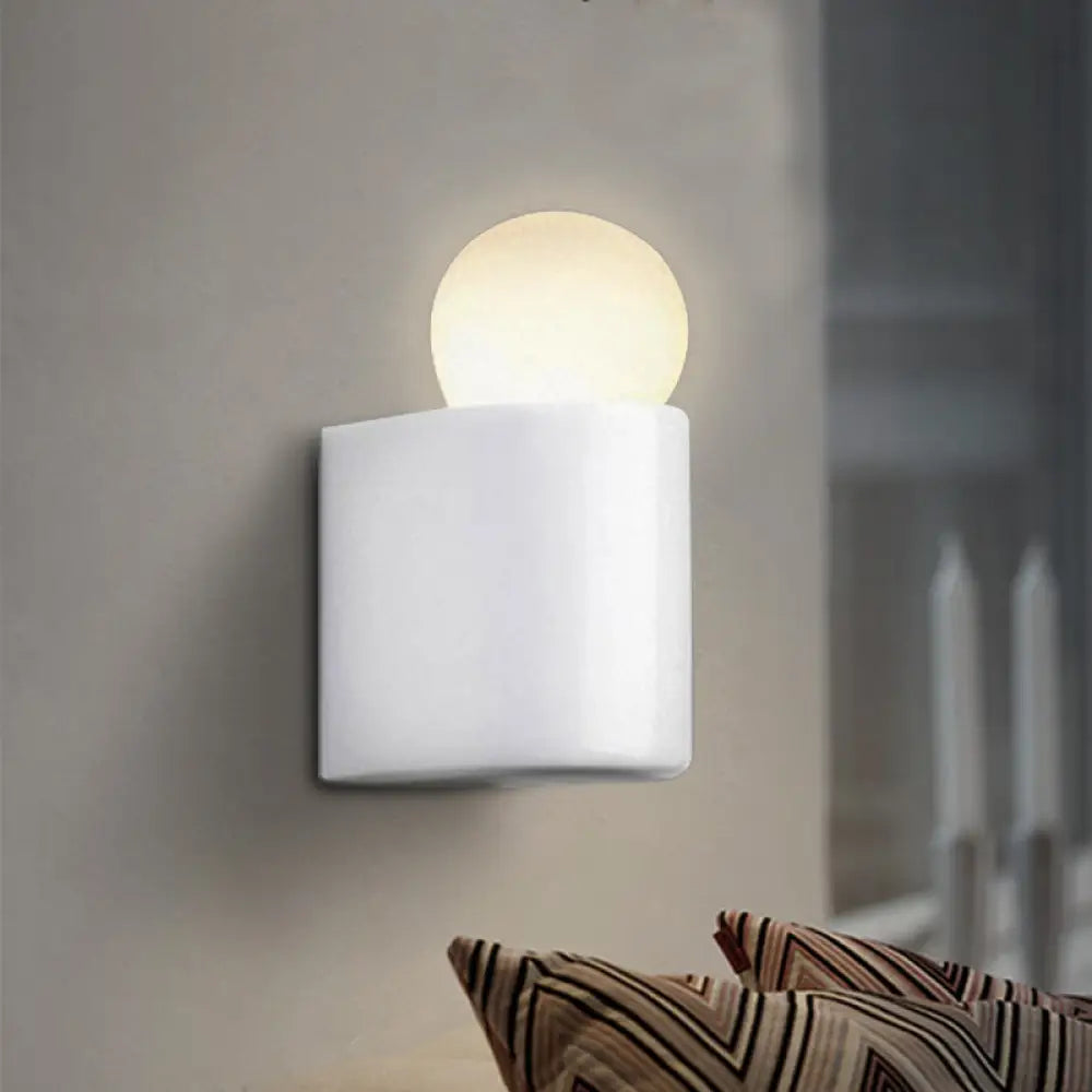 DecorBites™ Modern LED Milk Glass Wall Lamp with White Ball Design, Available in Small, Medium, and Large Sizes, White or Warm Light