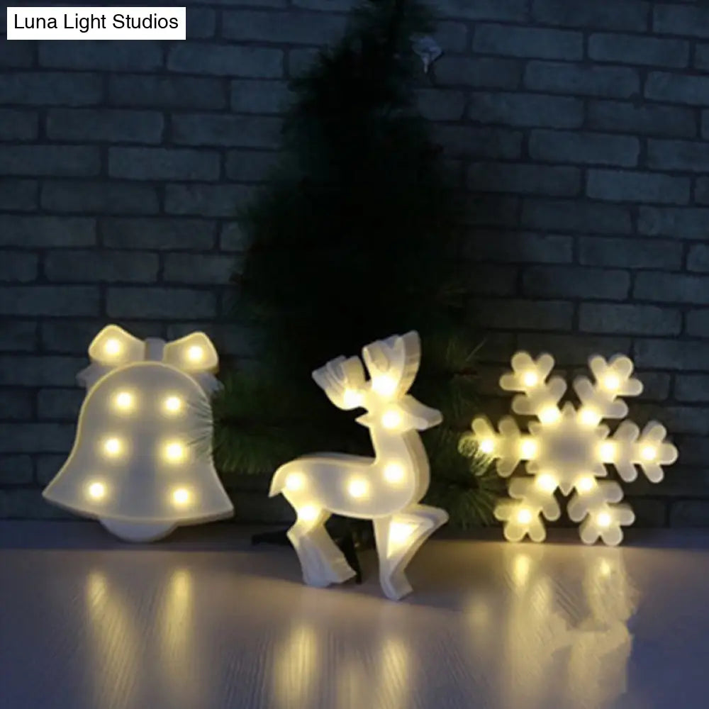 DecorBites™ Modern LED Nightstand Light - White Christmas Elements and Battery Powered