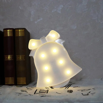 DecorBites™ Modern LED Nightstand Light - White Christmas Elements and Battery Powered