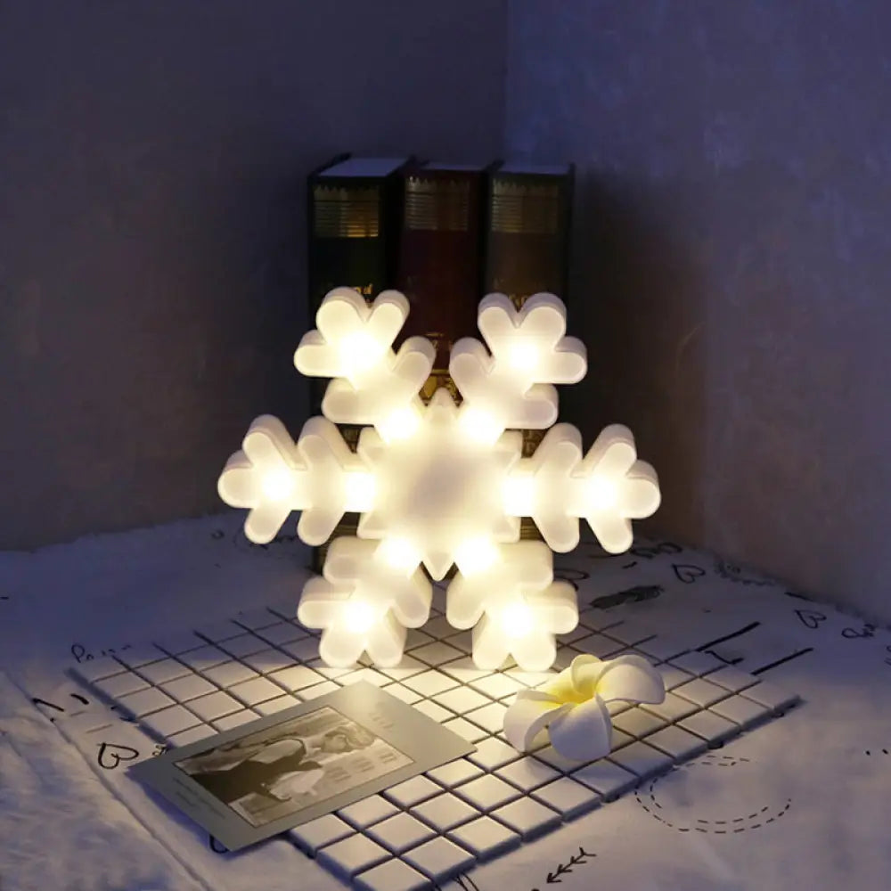 DecorBites™ Modern LED Nightstand Light - White Christmas Elements and Battery Powered