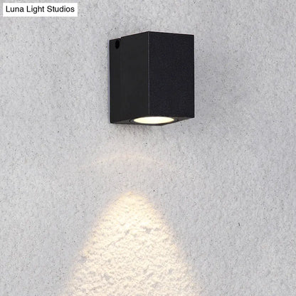 DecorBites™ Modern LED Patio Wall Sconce: Rectangular Mini Metal Light Fixture in Black