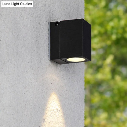DecorBites™ Modern LED Patio Wall Sconce: Rectangular Mini Metal Light Fixture in Black
