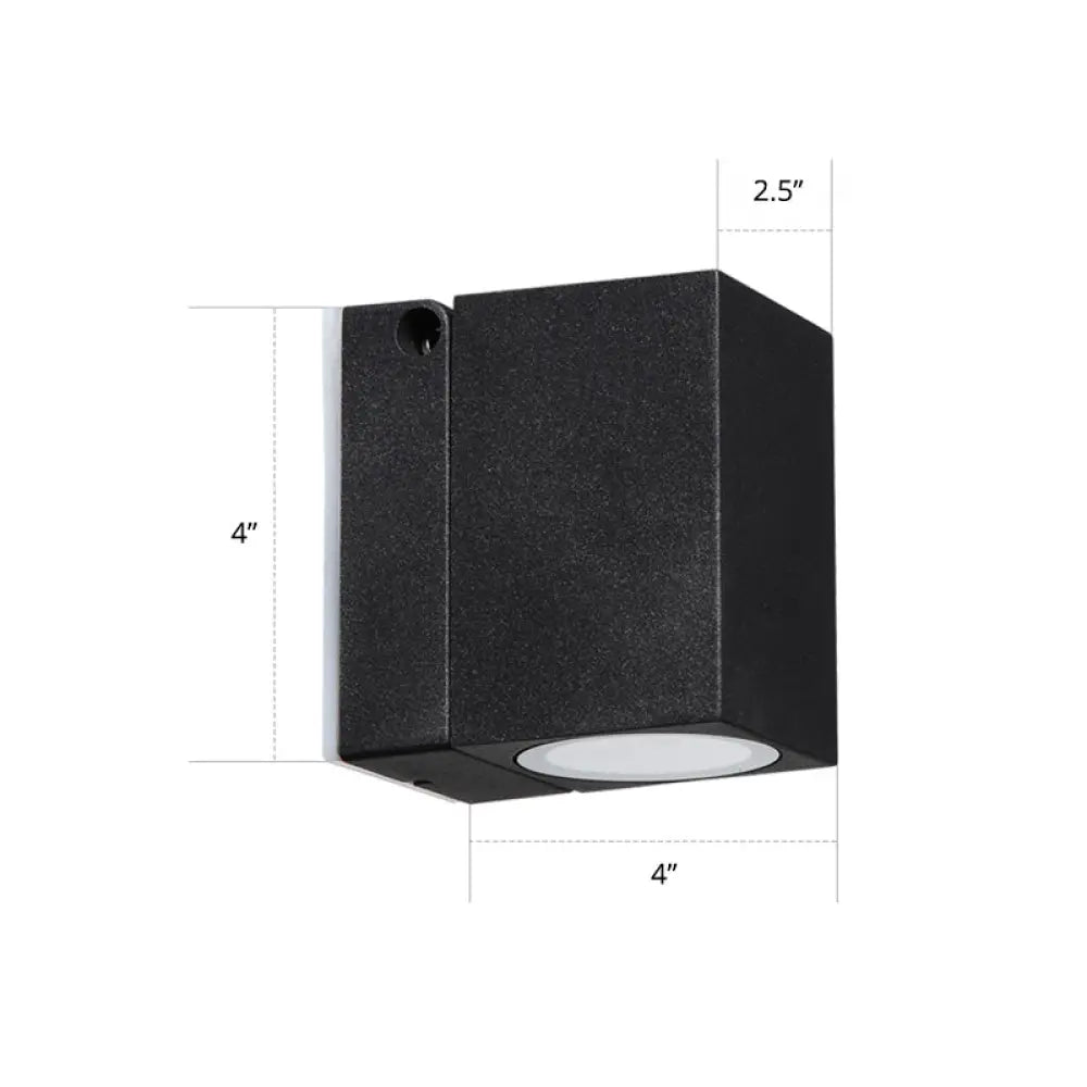 DecorBites™ Modern LED Patio Wall Sconce: Rectangular Mini Metal Light Fixture in Black