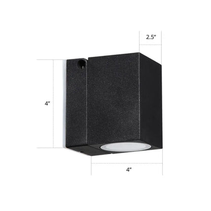 DecorBites™ Modern LED Patio Wall Sconce: Rectangular Mini Metal Light Fixture in Black