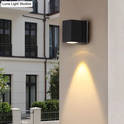 DecorBites™ Modern LED Patio Wall Sconce: Rectangular Mini Metal Light Fixture in Black