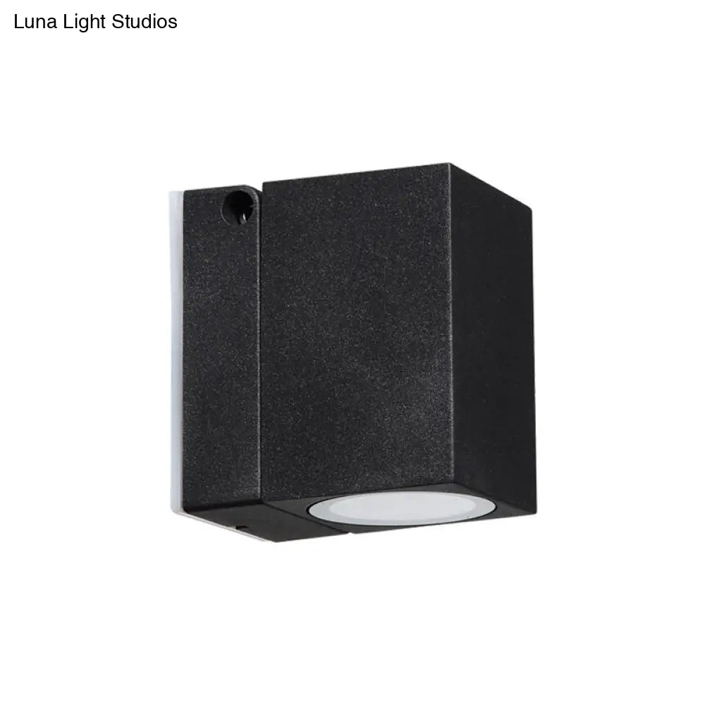 DecorBites™ Modern LED Patio Wall Sconce: Rectangular Mini Metal Light Fixture in Black