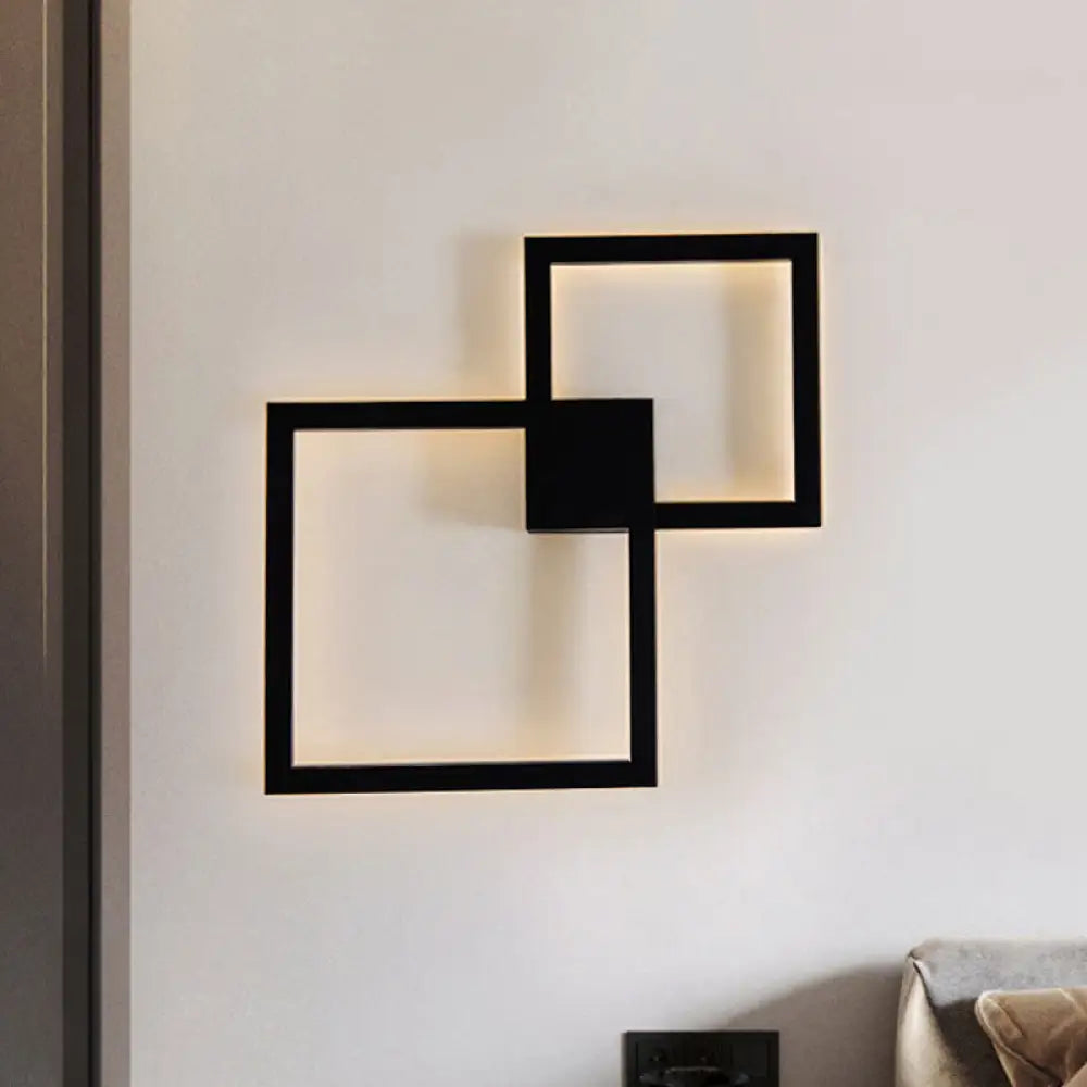 DecorBites™ Modern LED Picture Frame Acrylic Shade Wall Sconce - Black/White Dining Room Lighting with Warm/White LED Light