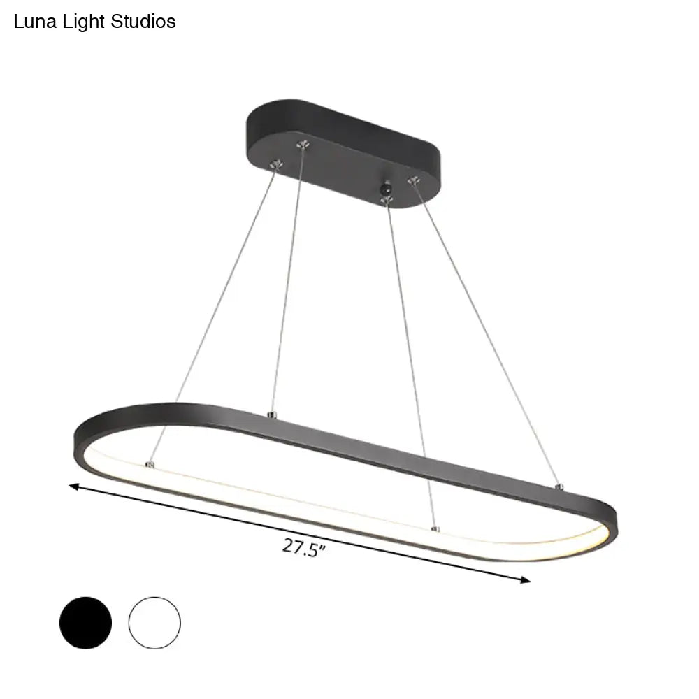 DecorBites™ Modern LED Restaurant Ceiling Fixture with Ellipse Metal Shade in Black/White, Warm/White Light