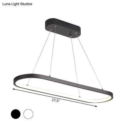 DecorBites™ Modern LED Restaurant Ceiling Fixture with Ellipse Metal Shade in Black/White, Warm/White Light