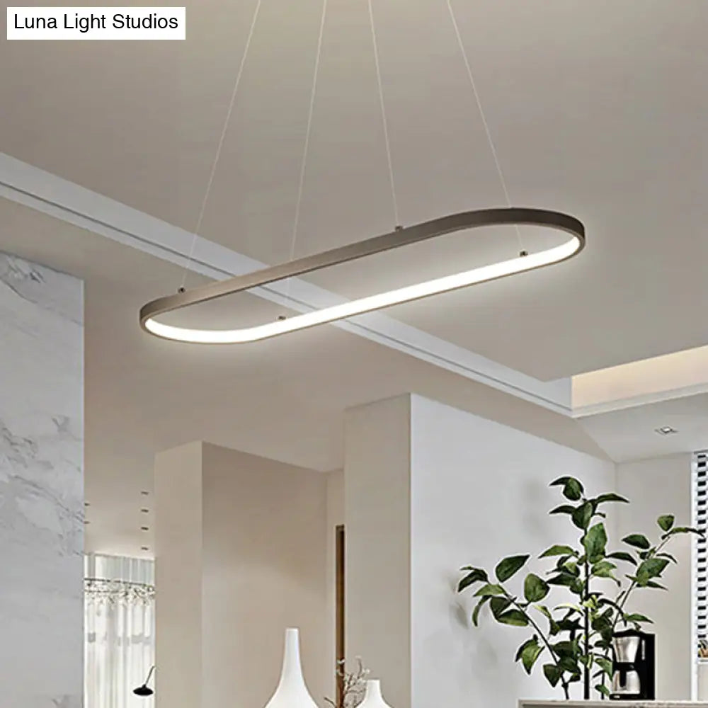 DecorBites™ Modern LED Restaurant Ceiling Fixture with Ellipse Metal Shade in Black/White, Warm/White Light