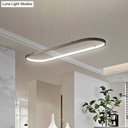 DecorBites™ Modern LED Restaurant Ceiling Fixture with Ellipse Metal Shade in Black/White, Warm/White Light