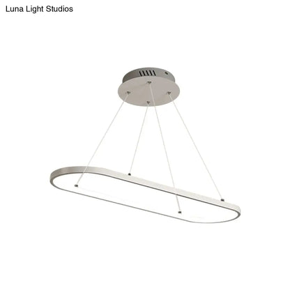DecorBites™ Modern LED Restaurant Ceiling Fixture with Ellipse Metal Shade in Black/White, Warm/White Light