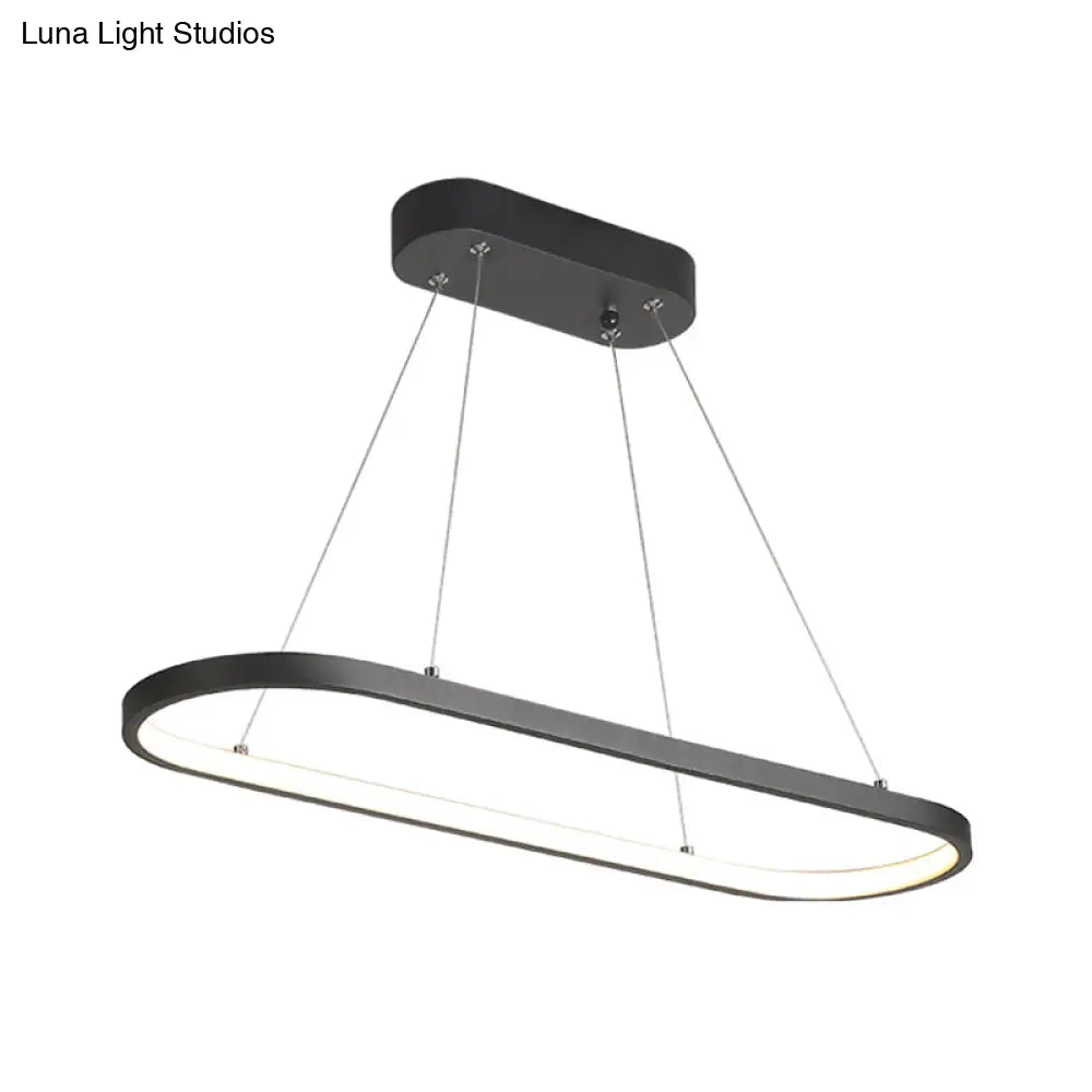 DecorBites™ Modern LED Restaurant Ceiling Fixture with Ellipse Metal Shade in Black/White, Warm/White Light